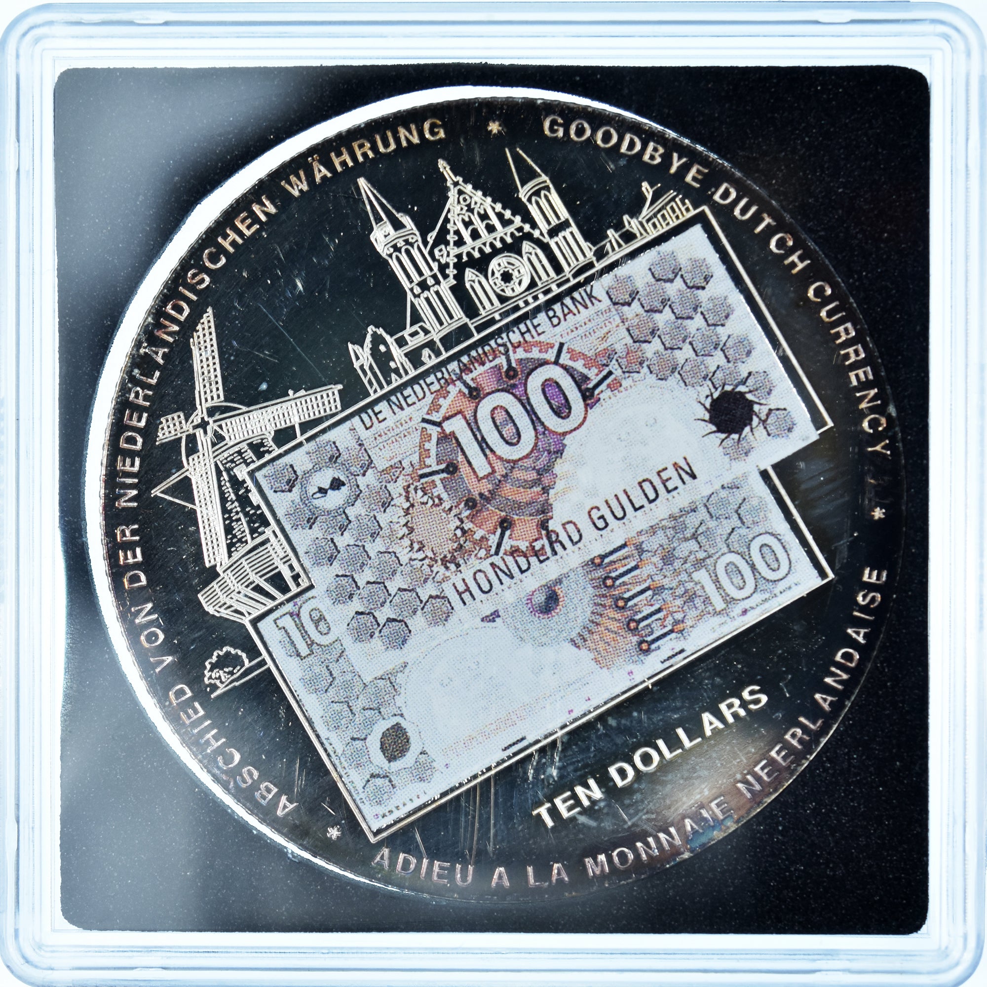 Coin, Liberia, goodbye dutch currency, 10 Dollars, 2002, Colourized, MS(65-70)