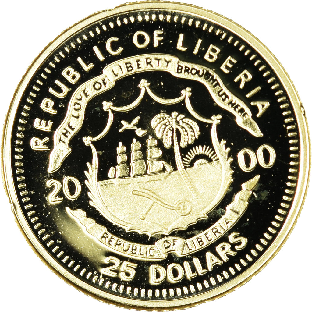 Münze, Liberia, Martin Luther, 25 Dollars, 2000, American Mint, STGL, Gold