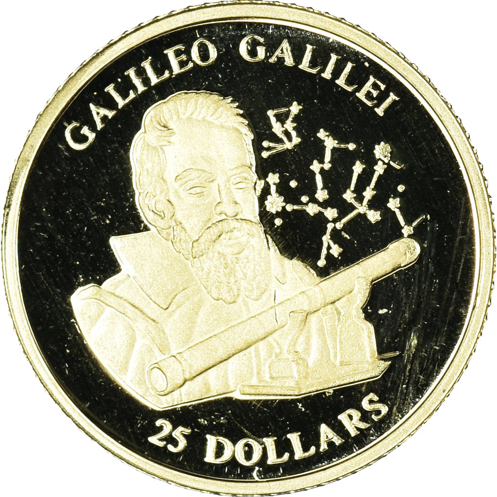 Coin, Liberia, Galileo Galilei, 25 Dollars, 2001, American Mint, MS(65-70), Gold