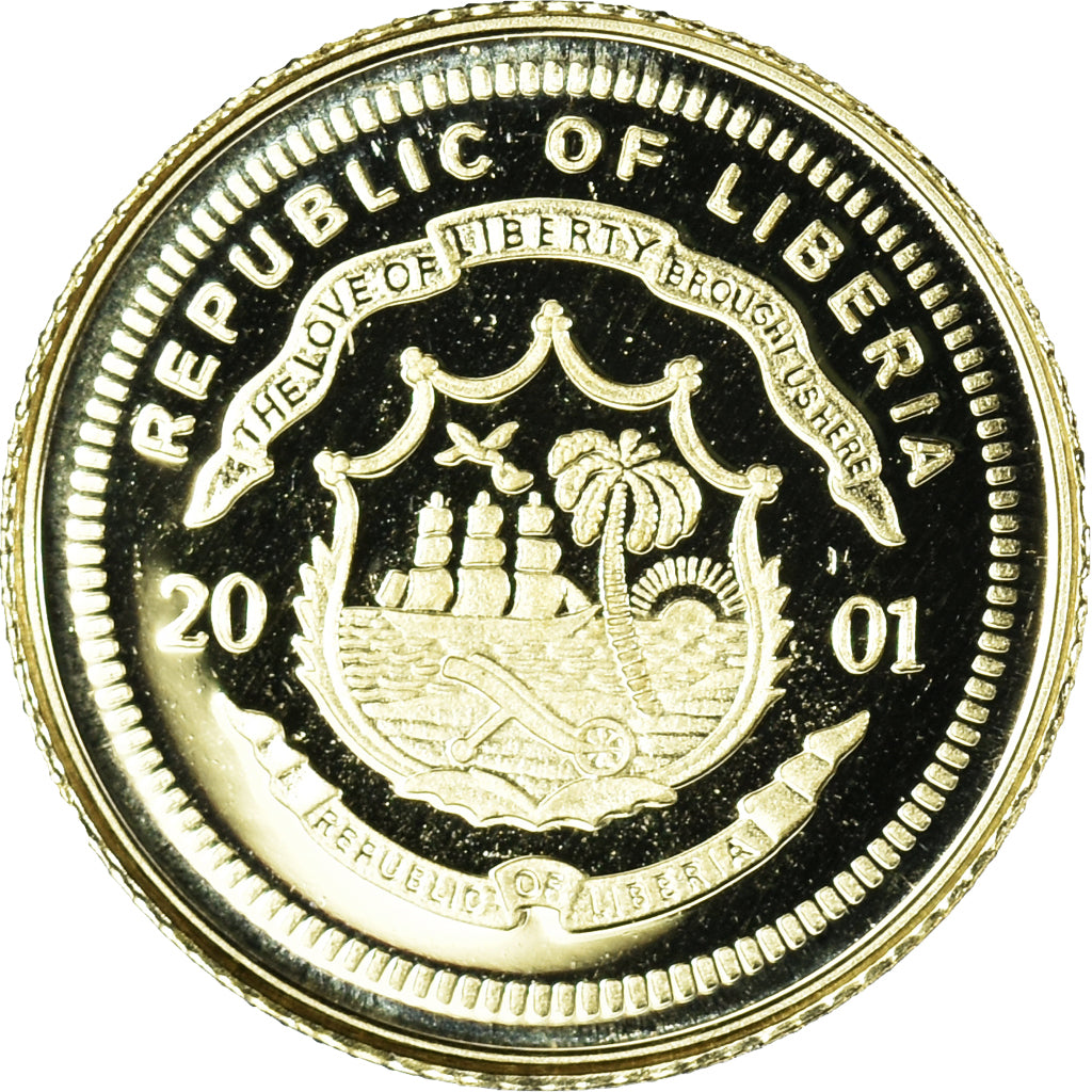 Coin, Liberia, Galileo Galilei, 25 Dollars, 2001, American Mint, MS(65-70), Gold
