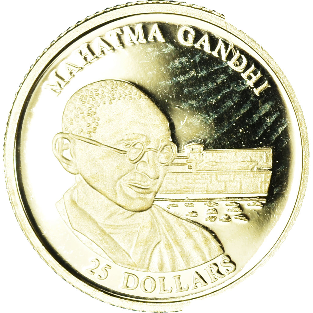 Coin, Liberia, Mahatma Gandhi, 25 Dollars, 2001, American Mint, MS(65-70), Gold