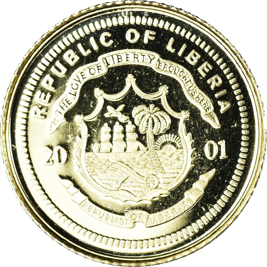 Coin, Liberia, Mahatma Gandhi, 25 Dollars, 2001, American Mint, MS(65-70), Gold