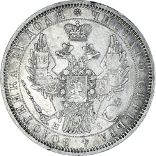 Moeda, Rússia, Nicholas I, Rouble, 1853, Saint-Petersburg, AU(50-53), Prata
