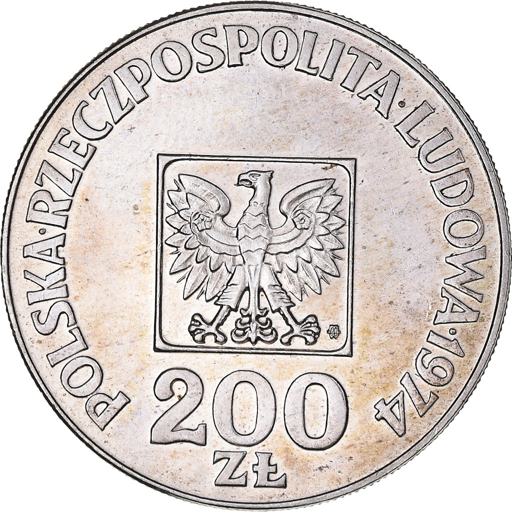 Münze, Polen, 200 Zlotych, 1974, Warsaw, VZ, Silber, KM:72