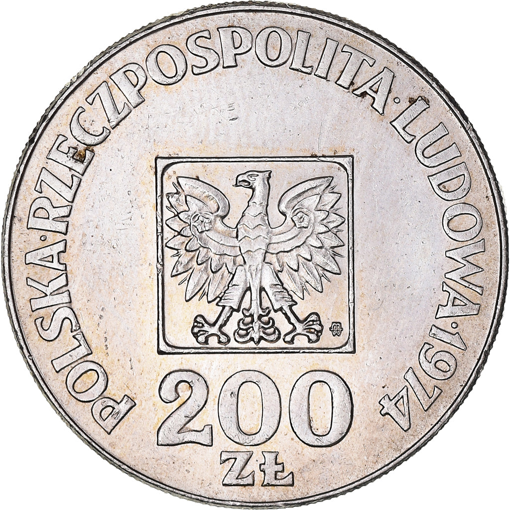 Coin, Poland, 200 Zlotych, 1974, Warsaw, AU(55-58), Silver, KM:72