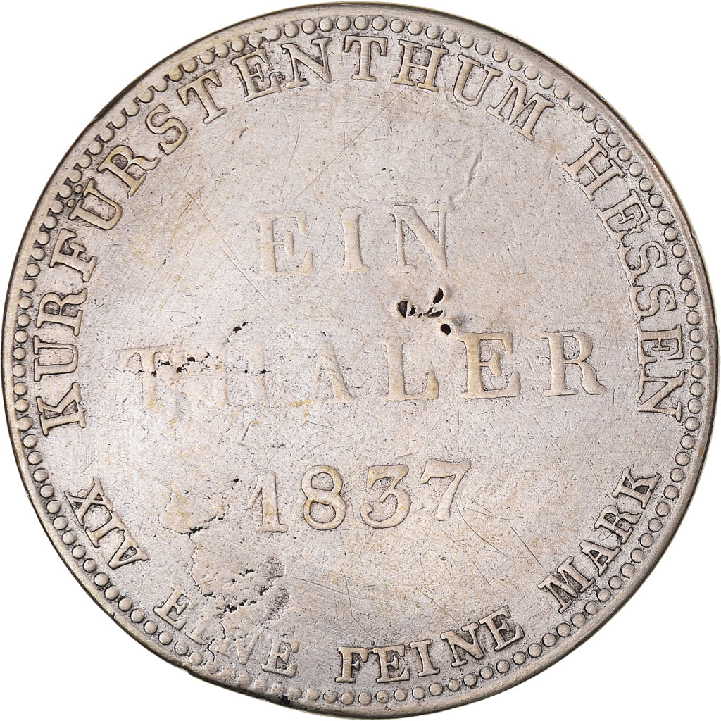 Coin, German States, HESSE-CASSEL, Wilhelm II and Friedrich Wilhelm, Thaler