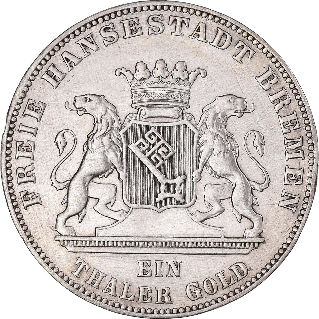 Coin, German States, BREMEN, Thaler, Vereins, 1863, Bremen, AU(50-53), Silver