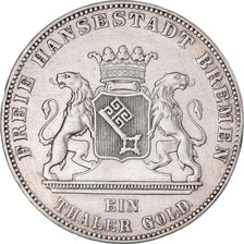 Coin, German States, BREMEN, Thaler, Vereins, 1863, Bremen, AU(50-53), Silver
