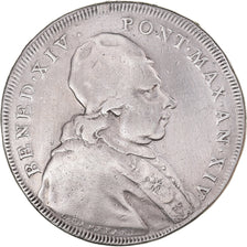 Moneta, STATI ITALIANI, PAPAL STATES, Benedict XIV, Scudo, 1754, Roma, MB+