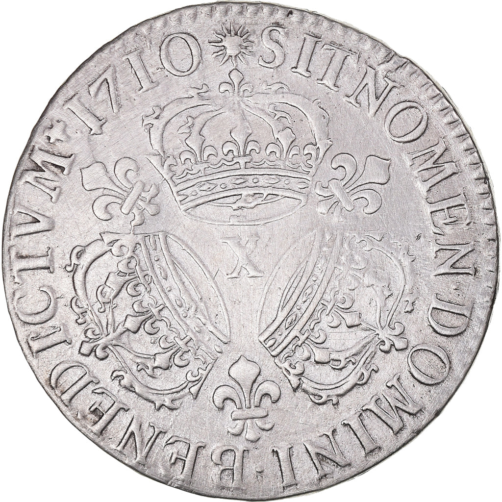 Monnaie, France, Louis XIV, 1/2 Ecu aux trois couronnes, 1710, Amiens, TB+