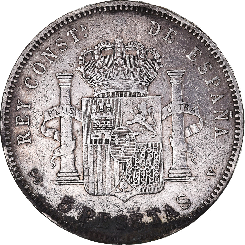 Munten, Spanje, Alfonso XIII, 5 Pesetas, 1897, Madrid, FR+, Zilver, KM:707