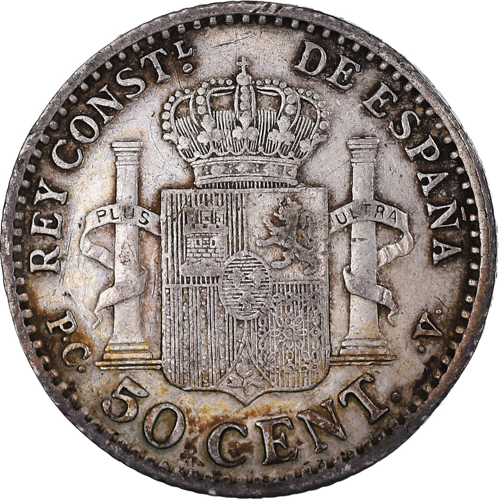 Moeda, Espanha, Alfonso XIII, 50 Centimos, 1904 (10), Madrid, EF(40-45), Prata