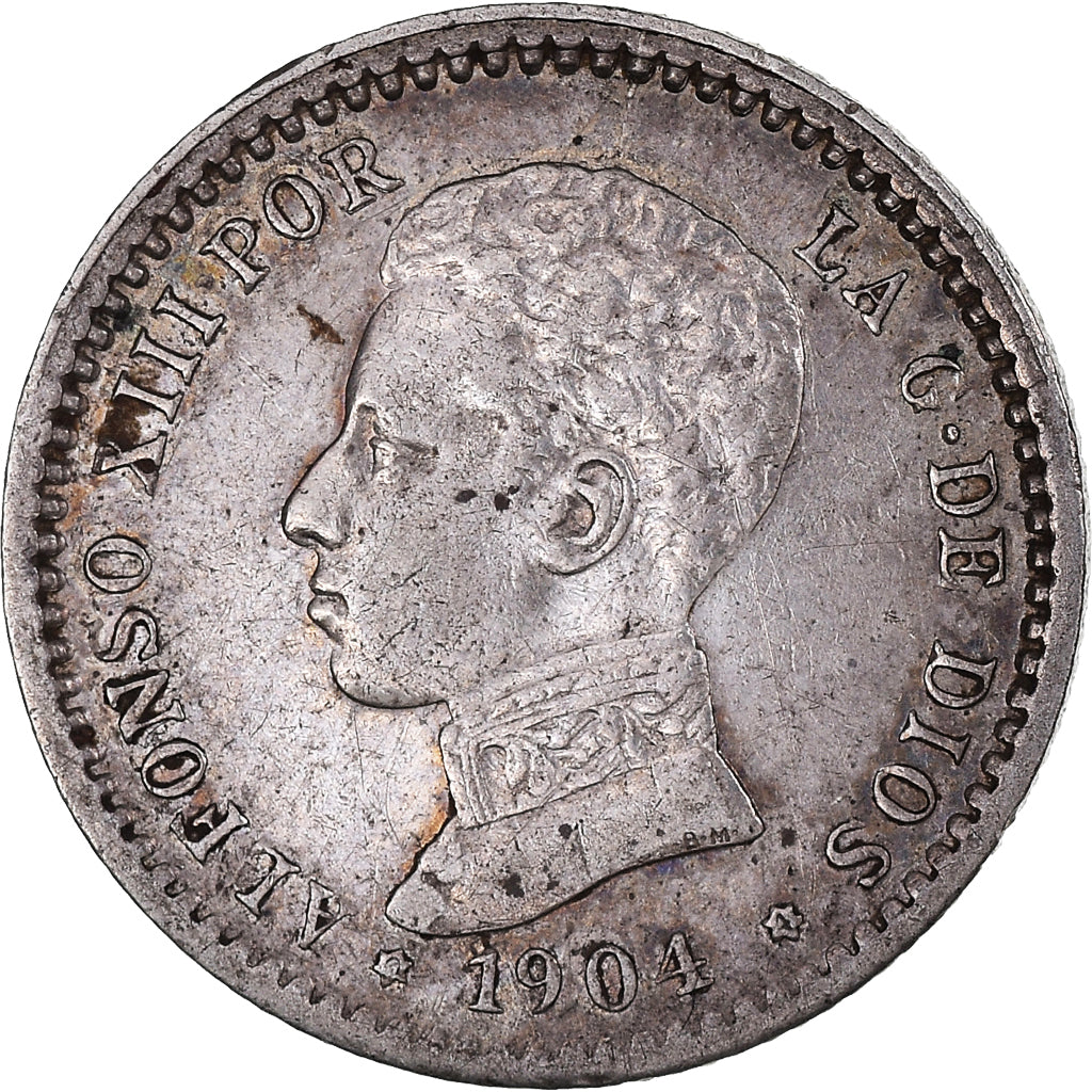Moeda, Espanha, Alfonso XIII, 50 Centimos, 1904, Madrid, EF(40-45), Prata