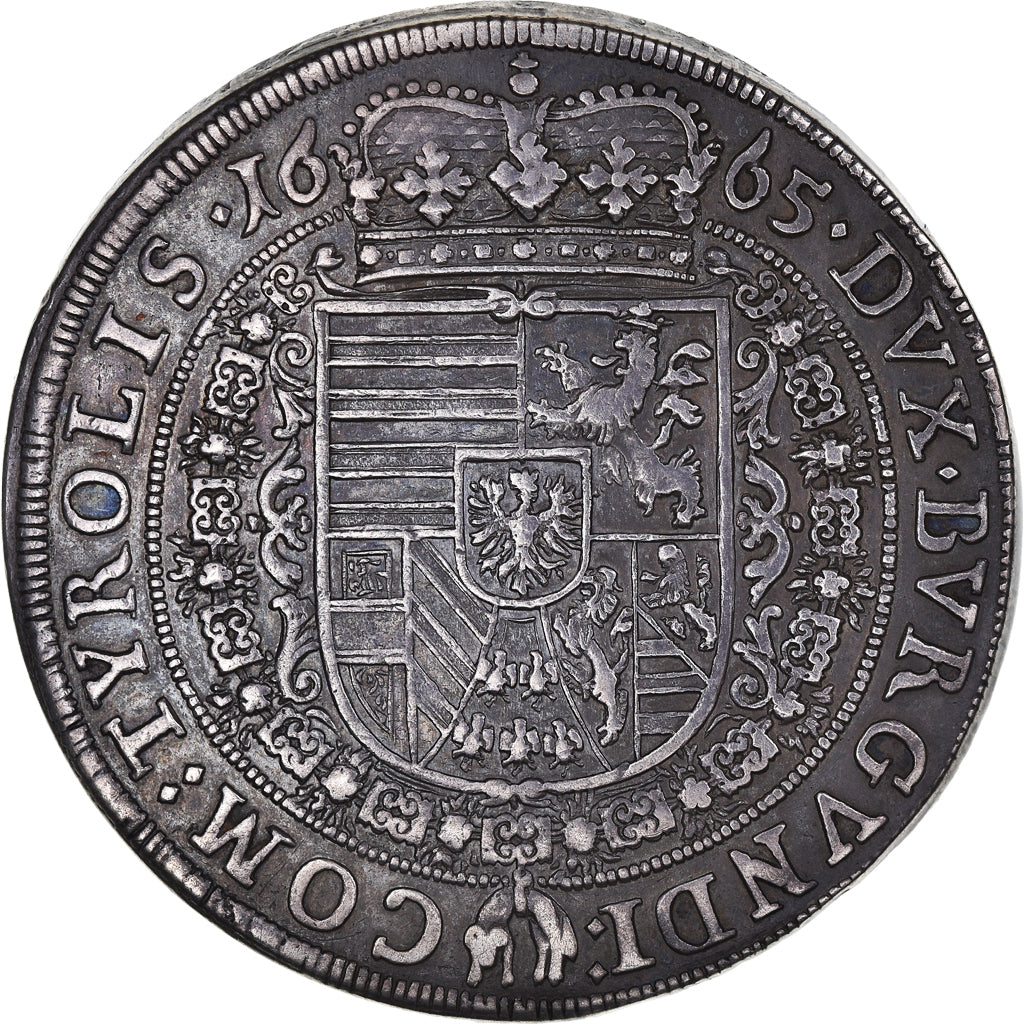 Moeda, Áustria, Sigismund Franz, Thaler, 1665, Hall, AU(50-53), Prata