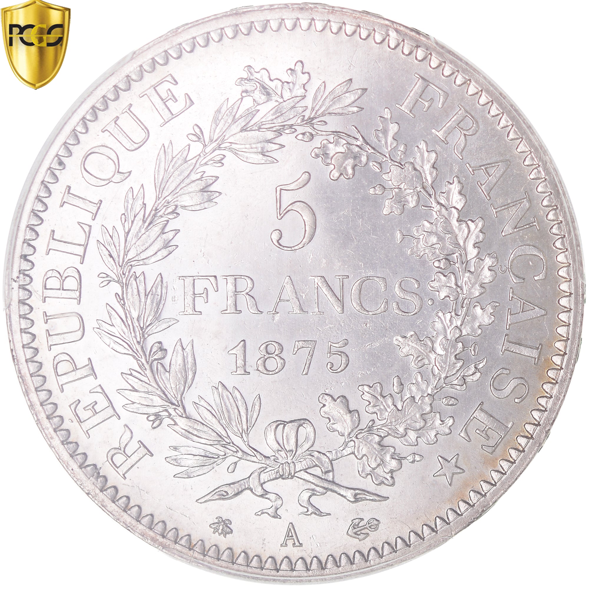 Coin, France, Hercule, 5 Francs, 1875, Paris, PCGS, MS63, MS(63), Silver