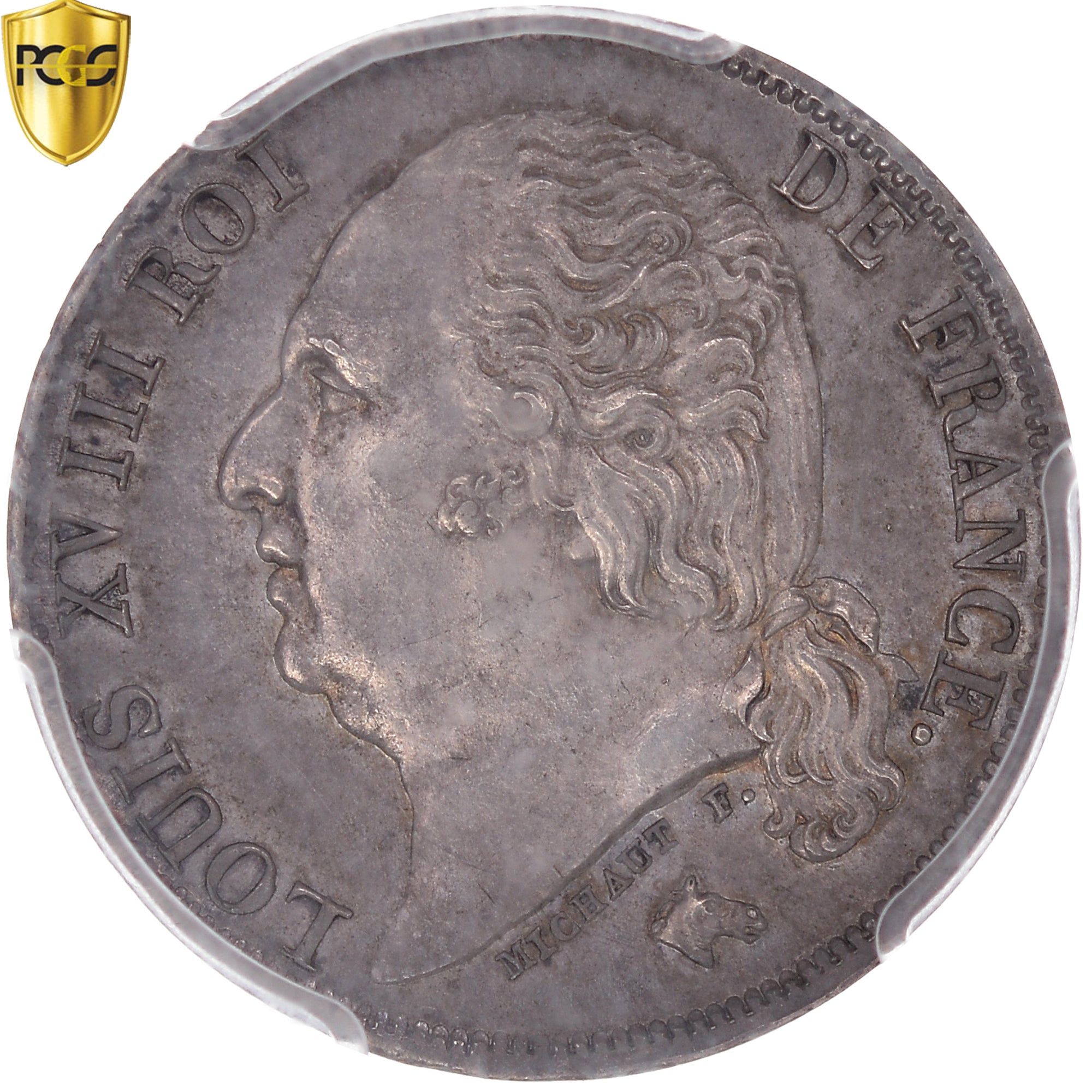 Moneda, Francia, Louis XVIII, Franc, 1824, Lille, PCGS, MS62, EBC+, Plata
