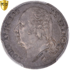 Moneda, Francia, Louis XVIII, Franc, 1824, Lille, PCGS, MS62, EBC+, Plata
