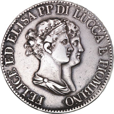 Moneta, DEPARTAMENTY WŁOSKIE, LUCCA, Felix and Elisa, 5 Franchi, 1807, Firenze