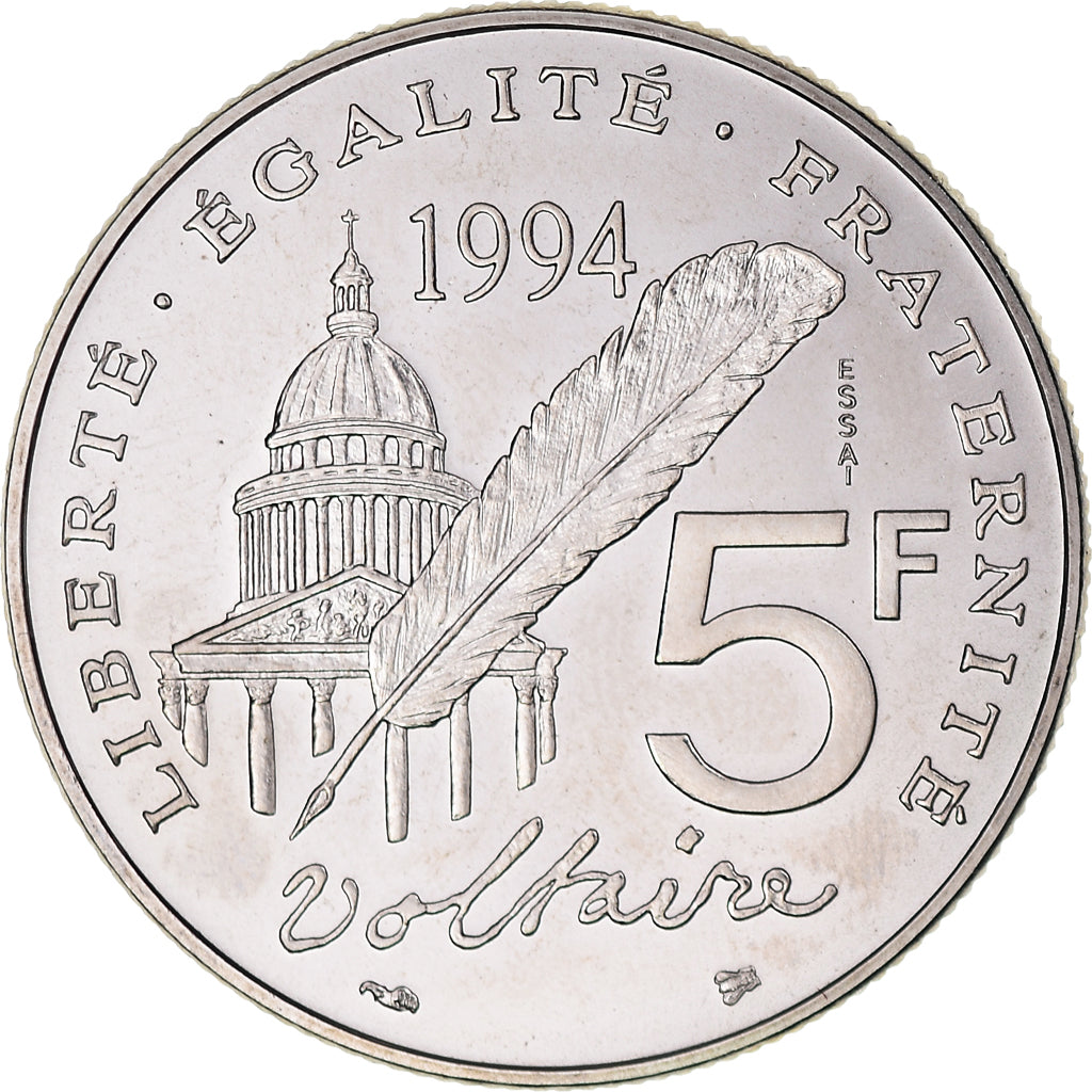 Coin, France, Voltaire, 5 Francs, 1994, Paris, ESSAI, MS(65-70), Nickel