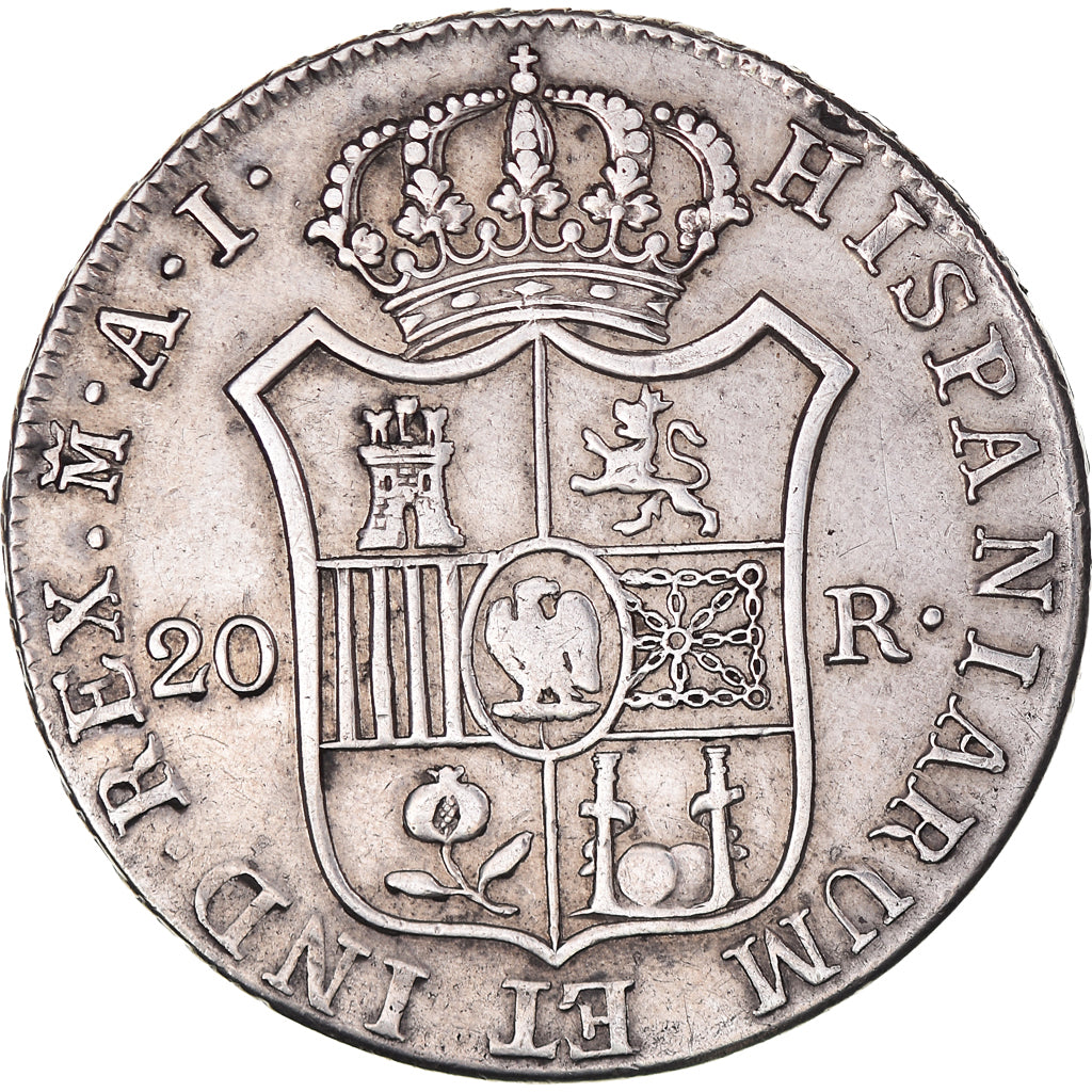 Coin, Spain, Joseph Napolean, 20 Réales, 1810, Madrid, VF(30-35), Silver