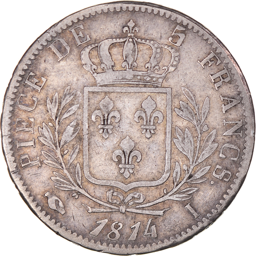 Monnaie, France, Louis XVIII, 5 Francs, 1814, Limoges, TB+, Argent, Gadoury:591