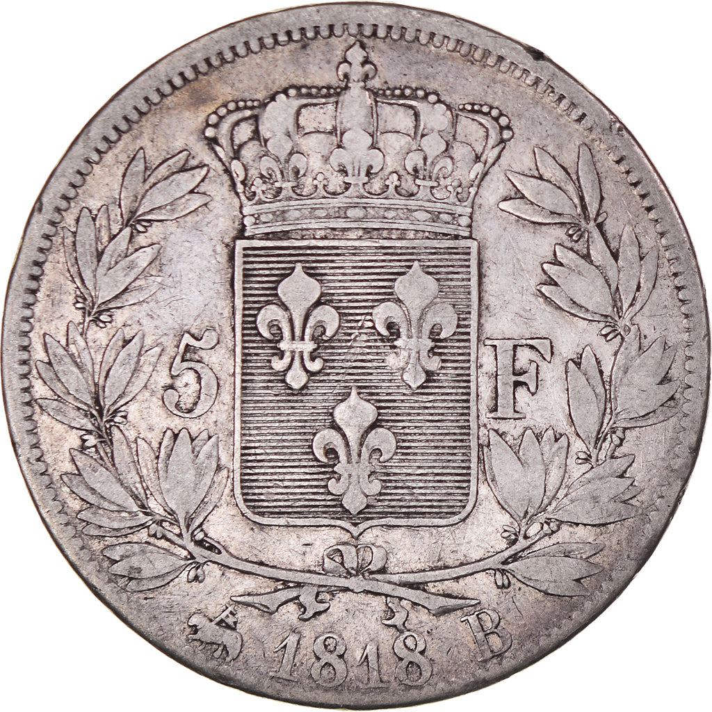 Monnaie, France, Louis XVIII, 5 Francs, 1818, Rouen, TB+, Argent, Gadoury:614
