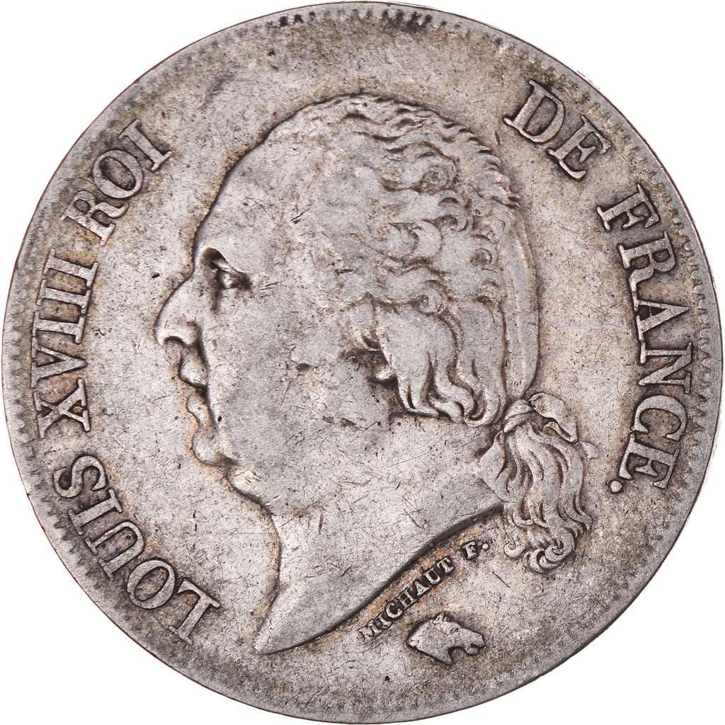 Coin, France, Louis XVIII, 5 Francs, 1824, Lille, VF(30-35), Silver, KM:711.13