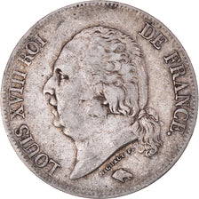 Coin, France, Louis XVIII, 5 Francs, 1824, Lille, VF(30-35), Silver, KM:711.13
