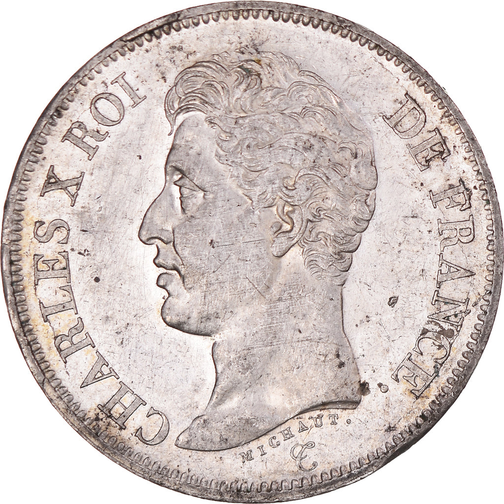 Moeda, França, Charles X, 5 Francs, 1826, Bayonne, AU(50-53), Prata, KM:720.8