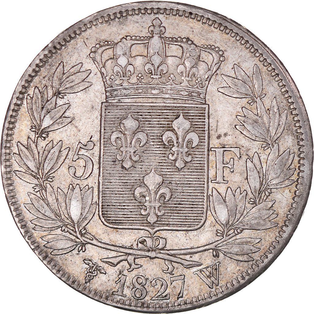 Münze, Frankreich, Charles X, 5 Francs, 1827, Lille, SS, Silber, KM:728.13