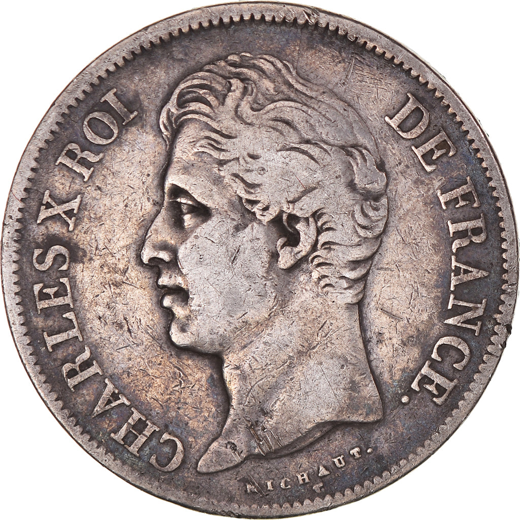 Munten, Frankrijk, Charles X, 5 Francs, 1827, Lyon, FR+, Zilver, KM:728.4