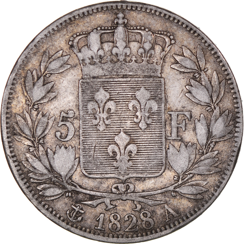Münze, Frankreich, Charles X, 5 Francs, 1828, Paris, S+, Silber, KM:728.1