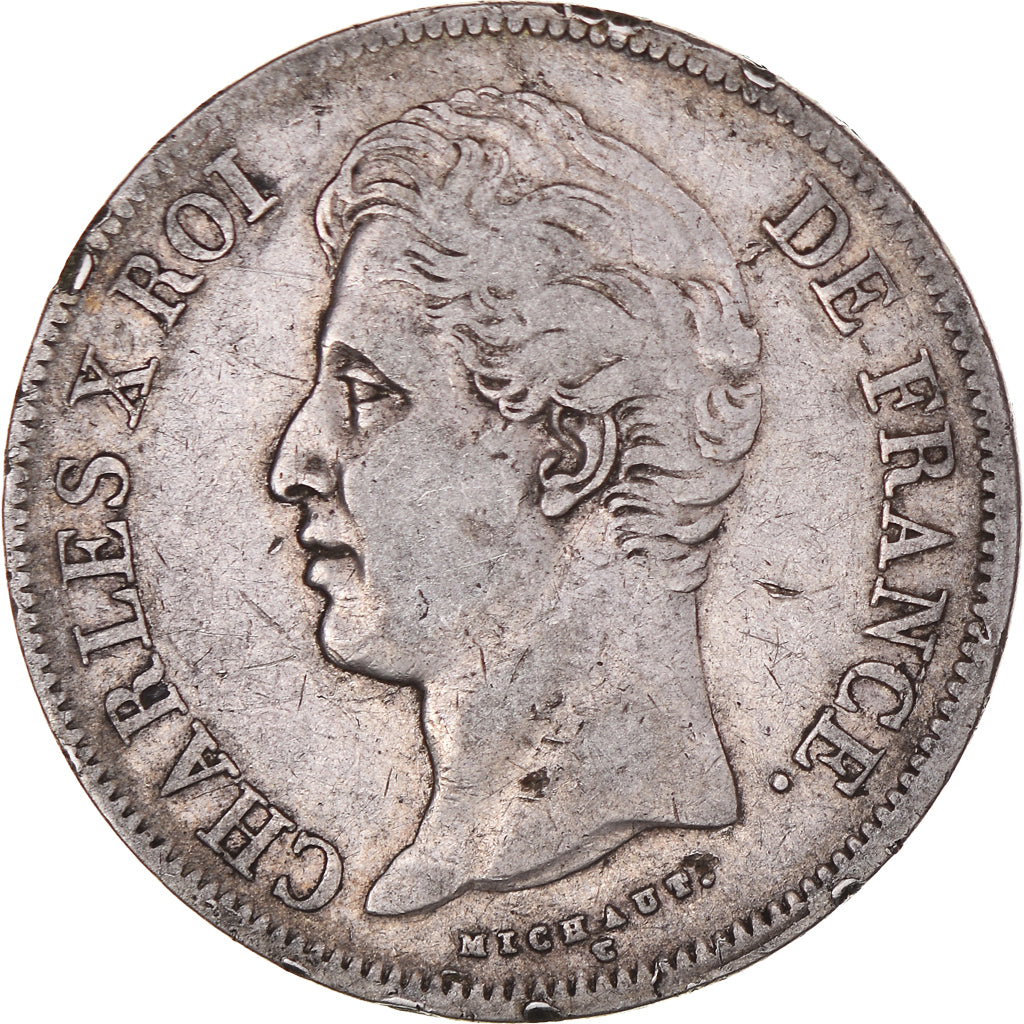 Munten, Frankrijk, Charles X, 5 Francs, 1828, Rouen, FR+, Zilver, KM:728.2