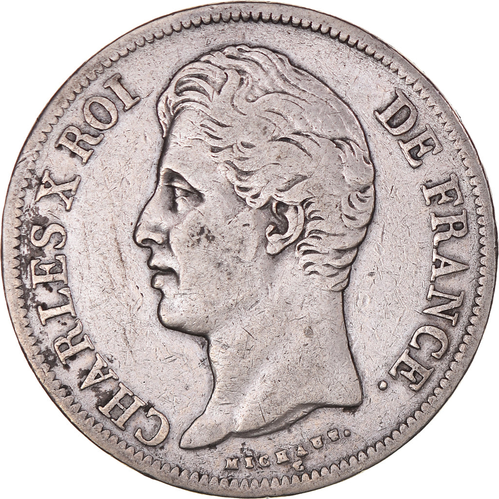 Coin, France, Charles X, 5 Francs, 1829, Lyon, VF(30-35), Silver, KM:728.4