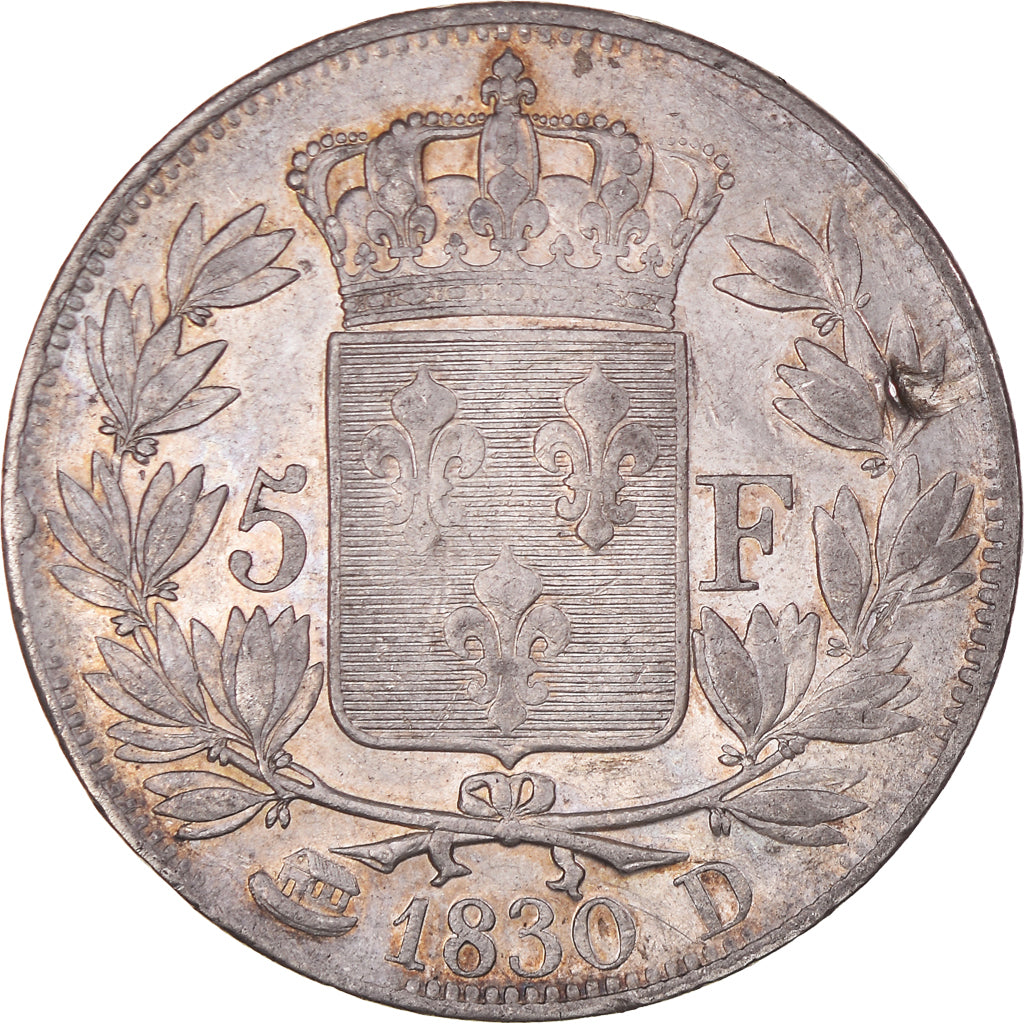 Munten, Frankrijk, Charles X, 5 Francs, 1830, Lyon, ZF, Zilver, KM:728.4