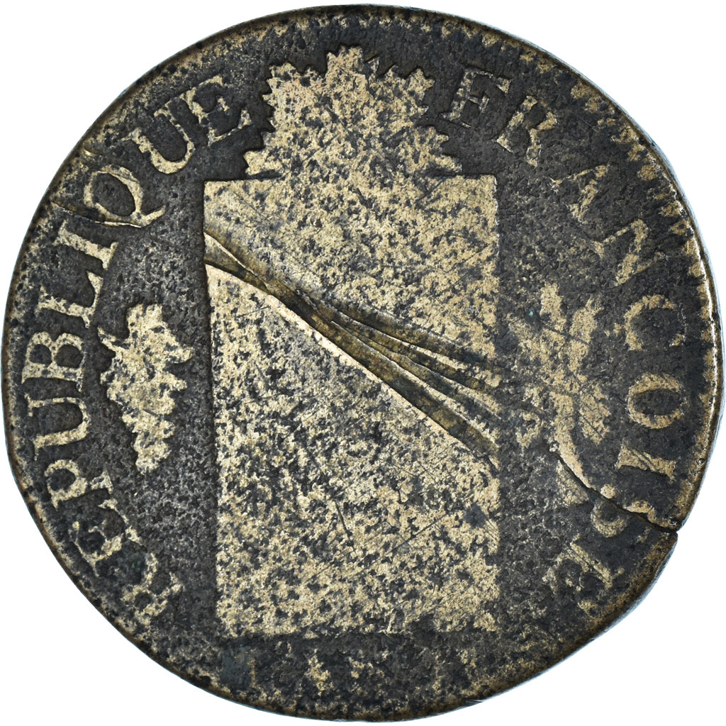 Coin, France, Sol aux balances françoise, 1793 / AN II, Metz, F(12-15), Bronze