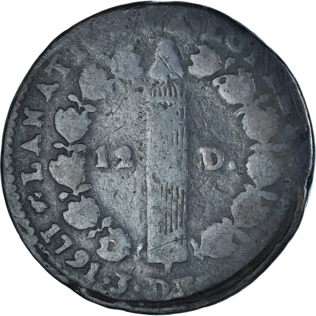 Coin, France, Louis XVI, 12 deniers françois, 1791·3, Montpellier, F(12-15)