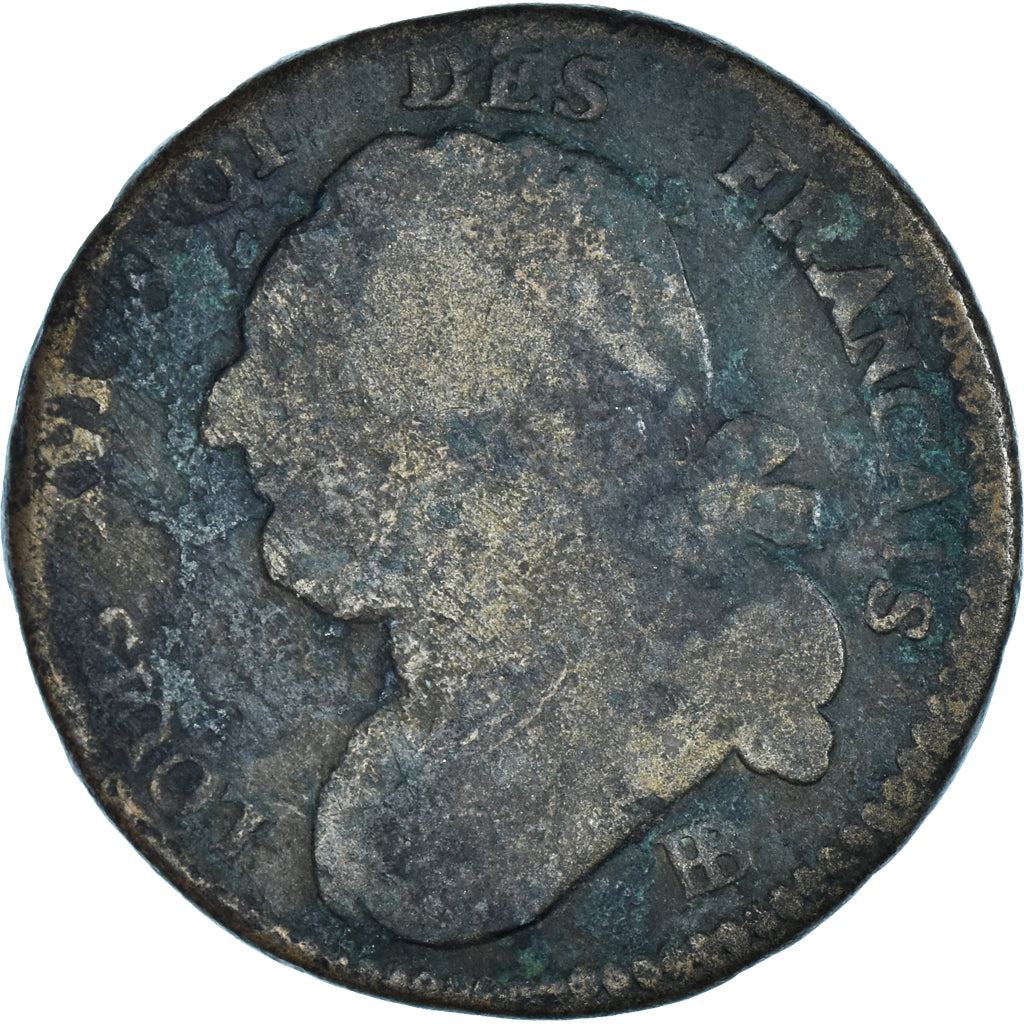 Moneta, Francia, Louis XVI, 12 deniers français, 1792⸱4, Strasbourg, B+