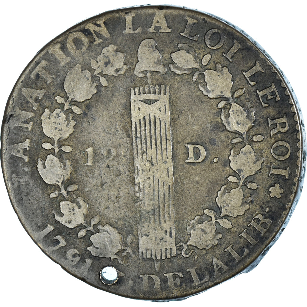 Münze, Frankreich, Louis XVI, 12 deniers françois, 1791·3, Paris, Holed, S+