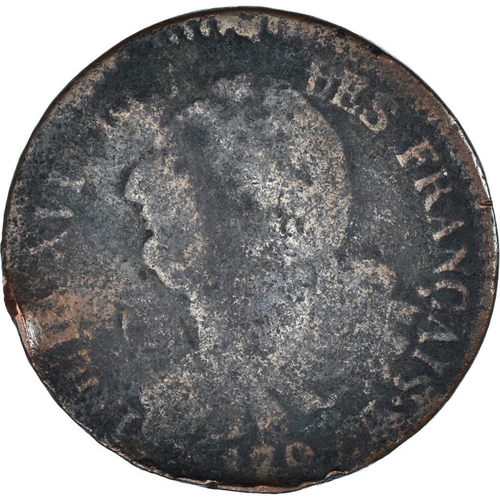 Moneta, Francia, Louis XVI, 6 deniers français, 1792, Strasbourg, B+, Bronzo