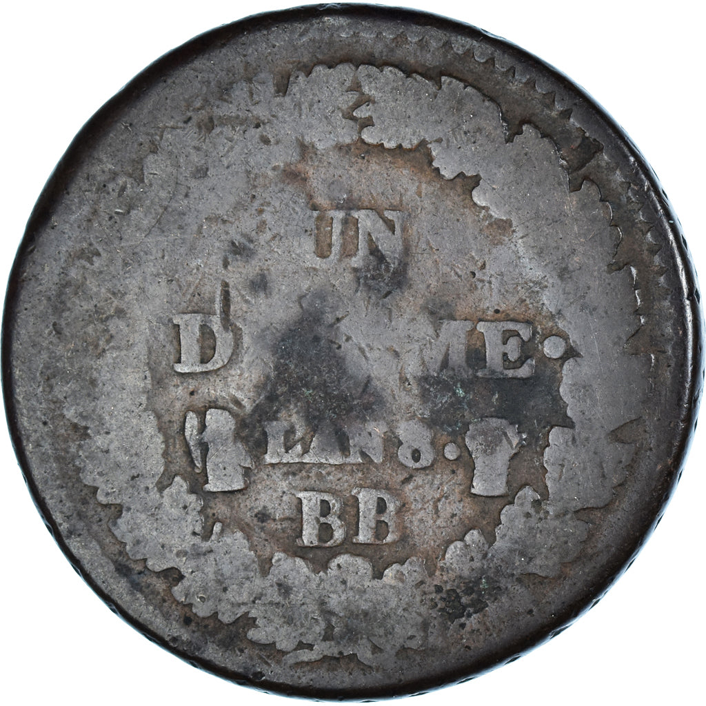 Moneda, Francia, Dupré, Decime, AN 8, Strasbourg, BC+, Bronce, KM:644.4