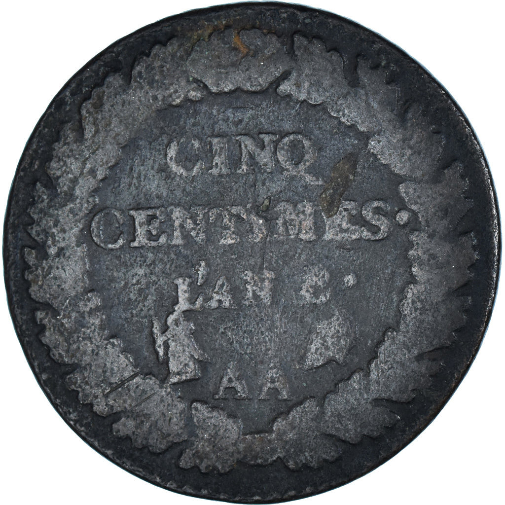 Moneta, Francja, Dupré, 5 Centimes, AN 8, Metz, VF(20-25), Brązowy, KM:640.2