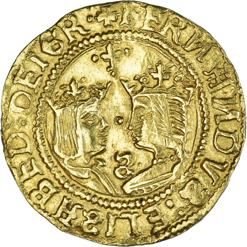Coin, Spain, Ferdinand & Isabella, Doble Excelente, Seville, AU(50-53), Gold