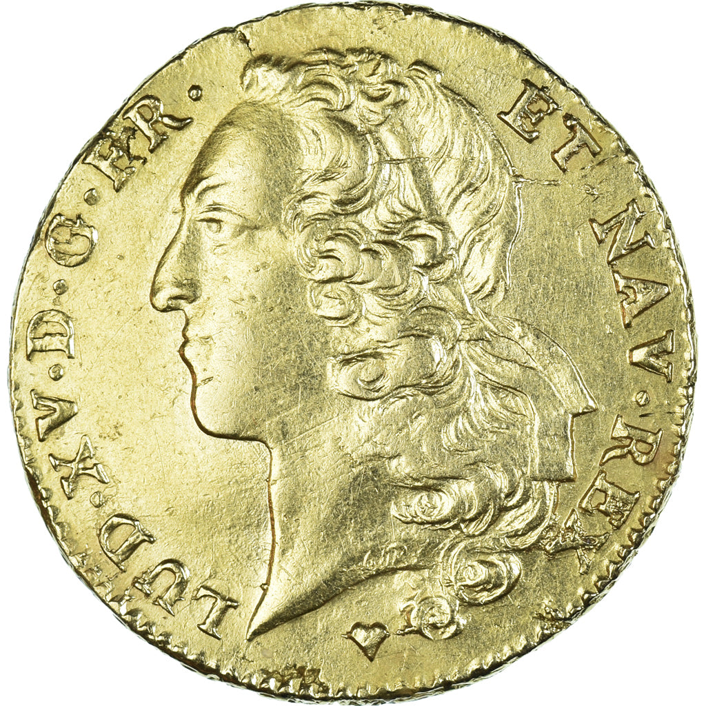 Moneda, Francia, Louis XV, Double Louis d'or au bandeau, 1746, Strasbourg, MBC+