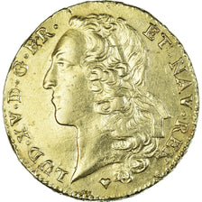 Moneda, Francia, Louis XV, Double Louis d'or au bandeau, 1746, Strasbourg, MBC+