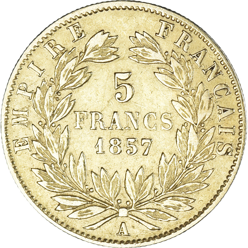 Münze, Frankreich, Napoleon III, 5 Francs, 1857, Paris, SS, Silber, KM:782.1