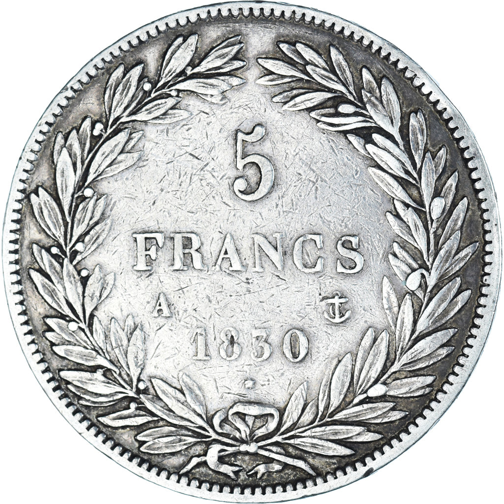 Moeda, França, Louis-Philippe, 5 Francs, 1830, Paris, VF(30-35), Prata