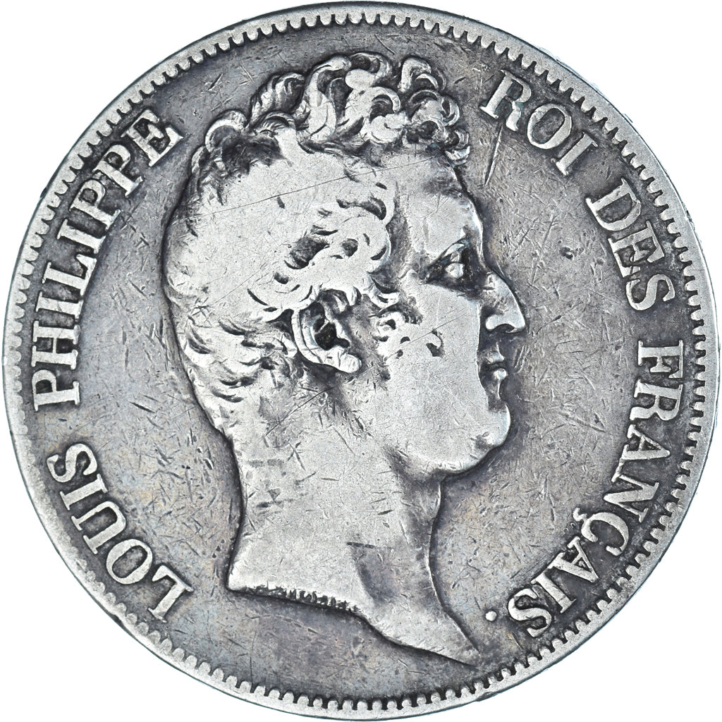 Moeda, França, Louis-Philippe, 5 Francs, 1830, Paris, VF(30-35), Prata