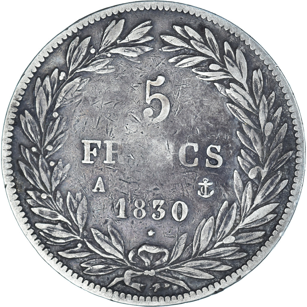 Moeda, França, Louis-Philippe, 5 Francs, 1830, Paris, VF(30-35), Prata