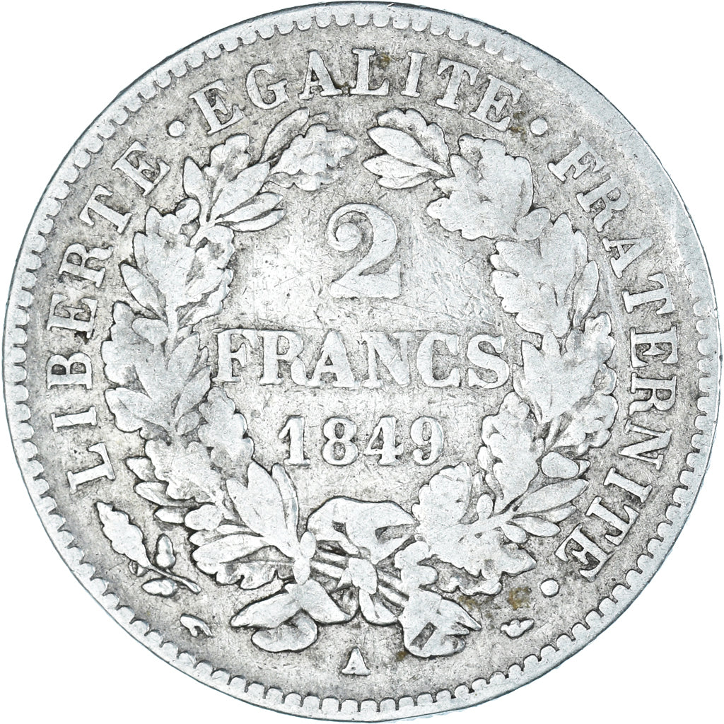 Coin, France, Cérès, 2 Francs, 1849, Paris, VF(30-35), Silver, KM:760.1